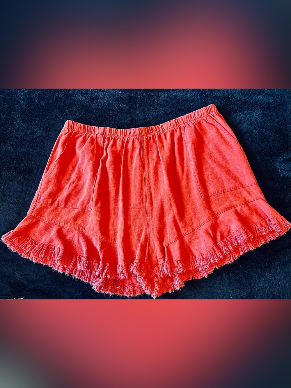Umgee fringe hem shorts soft linen cotton XL